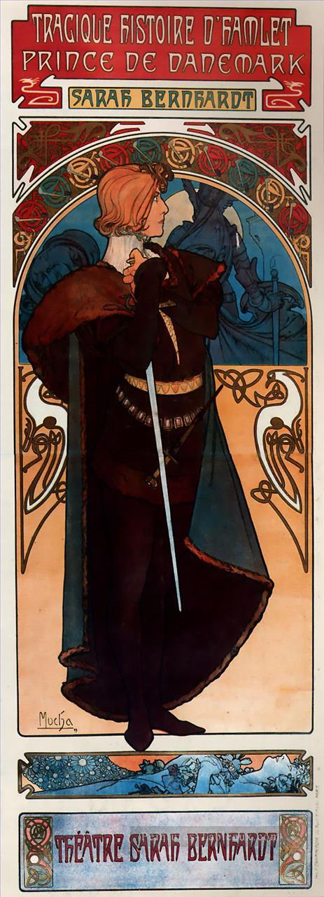 Hamlet 1899 Art Nouveau Tchèque Alphonse Mucha Peintures à l'huile
